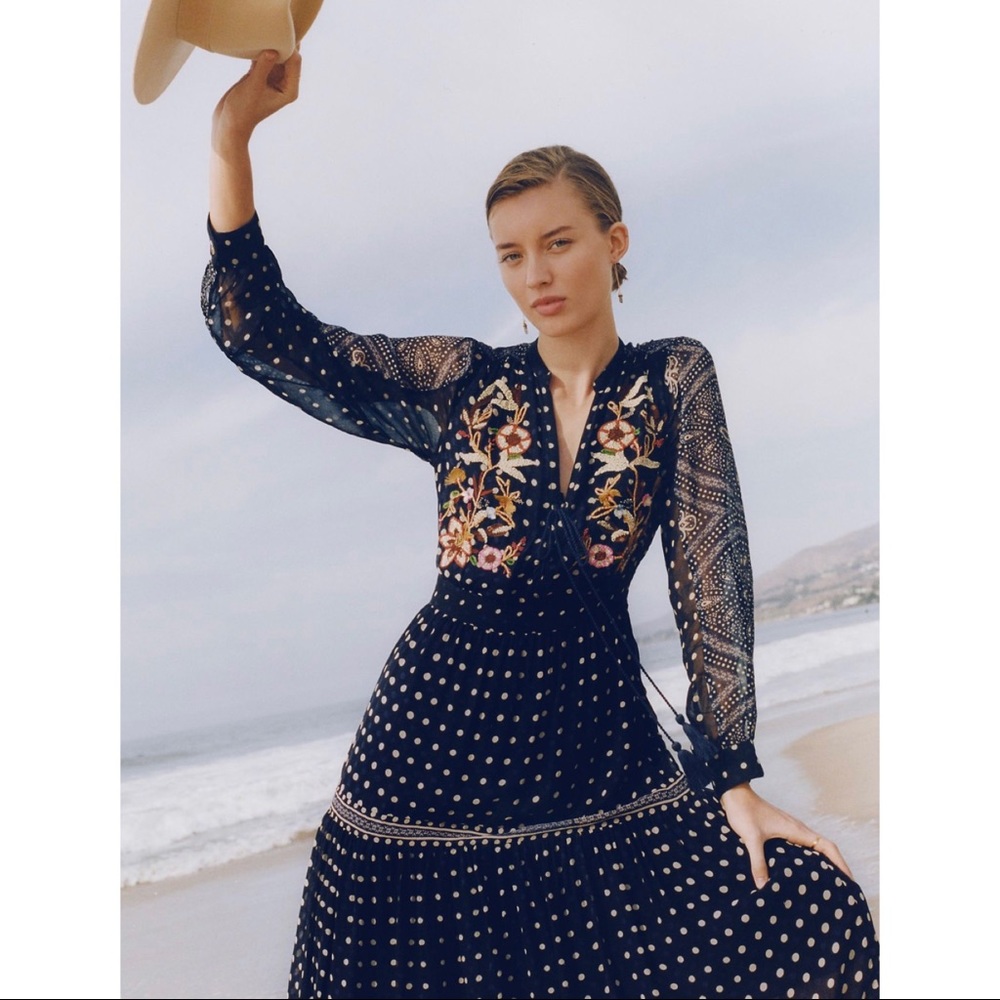 Maeve Antropologie Cassidy Embroidered Midi Dress